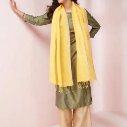 Fabindia Yellow Linen Plain Dupatta-picture-26