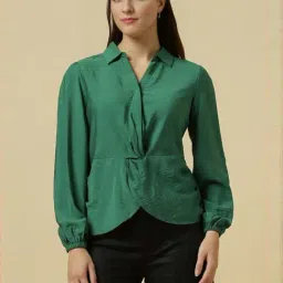 Allen Solly Green Solid Top-image-37