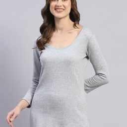 Monte Carlo Grey Cotton Blend Solid 3/4th Sleeve Thermal Vest-image-85