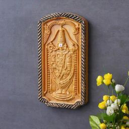 eCraftIndia Golden Wood Handcrafted God Tirupati Balaji Religious Wall Hanging-image-14