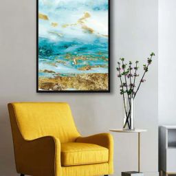 999Store Multicolor Canvas Sky View With Golden Fine Art Canvas Painting-38