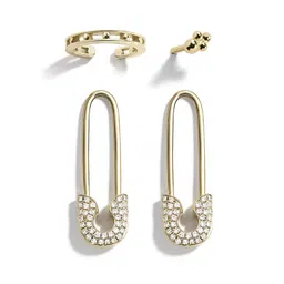 Just Lil Things Set Of 3 Artificial Stones Studded Contemporary Shaped Drop Earrings-2