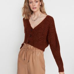 Trendyol Women Brown Cable Knit Crop Cardigan-image-92