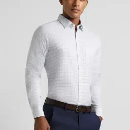 Peter England White Cotton Regular Fit Checks Shirt-picture-15