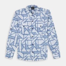 Cavio Boys Blue Cotton Comfort Fit Printed Shirt-image-97