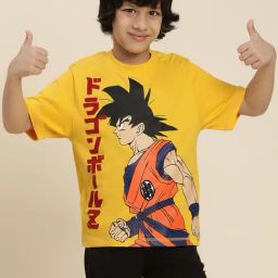 Kidsville Dragon Ball Z Printed Yellow Relaxed Fit T-Shirt For Boys-picture-4