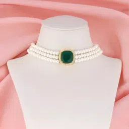 GIVA 925 Silver Golden Evergreen Pearl Choker-image-33