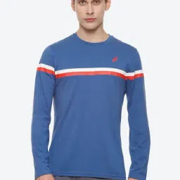 Asics Azure Blue Regular Fit Striped Sports T-Shirt-image-17