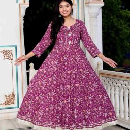 Miravan Purple Printed Anarkali Kurta-19