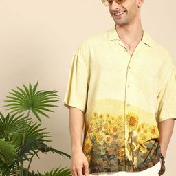 Mast & Harbour Floral Printed Drop-Shoulder Sleeves Oversized Casual Shirt-image-92