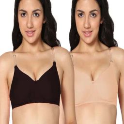 IN CARE Black & Beige Cotton T-Shirt Bras - Pack Of 2-image-16