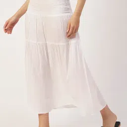 Moomaya White Midi Skirt-image-88