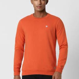 Peter England University Orange Slim Fit Sweatshirt-image-8