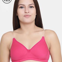 Floret Magenta Pack Of 2 Solid Non-Wired Lightly Padded T-shirt Bra-image-98