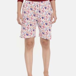 zebu Women Purple & White Printed Lounge Shorts-image-50