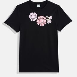 Puma Girls Floral Print Classics SNFLR Logo Knitted Pure Cotton T-shirt-image-45