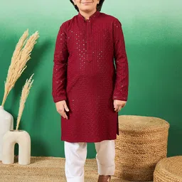 Sangria Boys Embellished Cotton Kurtas-picture-40