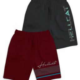 HELLCAT Kids Grey & Maroon Printed Shorts (Pack Of 2)-image-80