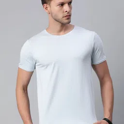 Pierre Carlo Men Blue Solid Round Neck T-shirt-image-20