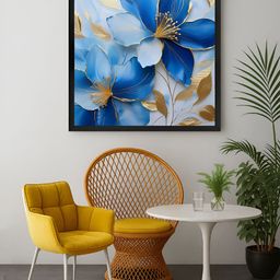 999Store Blue & Gold-toned 1 Piece Floral and Botanical Canvas Wall Art-33