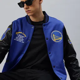 NBA Colourblocked Steph Curry Golden State Warriors Varsity Jacket-33