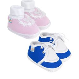 NESKA MODA 0 To 6 Months Newborn Infants 2 Pair Soft Cotton Butterfly Lace Booties-image-46