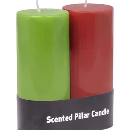 PEEPALCOMM Red & Green 2 pieces Pillar Candle-10