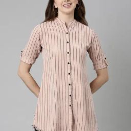 SHOWOFF Pink Cotton Striped Shirt-image-73