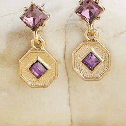 Accessorize London Coin Purple & Golden Drop Earrings-picture-29