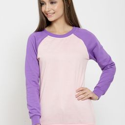 Belle Fille Women Pink & Purple Solid Sweatshirt-image-65