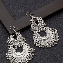Shining Diva Silver-Toned Contemporary Chandbalis-image-75