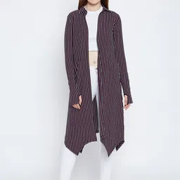 Hypernation Purple & Black Striped Open Front Shrug-picture-19