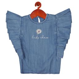 Tiny Girl Girls Blue Flutter Sleeves Cotton Top-picture-40