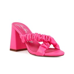 London Rag Pink PU Party Block Mule Heels-5