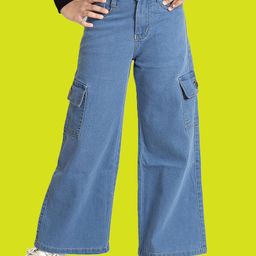 ADBUCKS Girls Wide Leg High-Rise Highly Distressed Stretchable Jeans-image-53