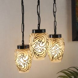 Devansh White & Gold-Coloured Mosaic Glass Cluster Light-34