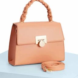 Forever Glam by Pantaloons Light Orange Leather Medium Satchel Handbag-picture-26