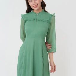 Zink London Mint Green Regular Fit A Line Dress-image-90