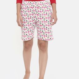 zebu Women Pink & White Printed Lounge Shorts-image-19