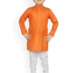 SG YUVRAJ Boys Orange & White Solid Kurta with Pyjamas-41
