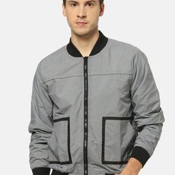 Campus Sutra Men Grey Solid Windcheater Bomber Jacket-image-61