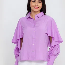Zink London Lavender Ruffles Shirt Style Top-image-44
