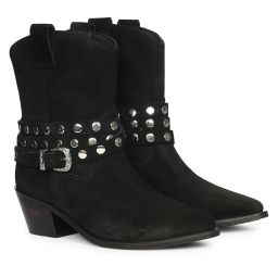 Saint G Womens Black Leather Ankle Buckle Boots-picture-46