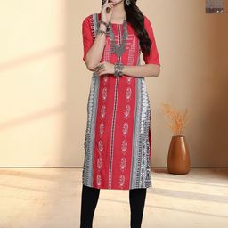 HERE&NOW Selection Of 2 Printed Round Neck Straight Kurta-image-96