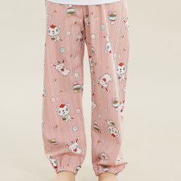 Kookie Kids Full Length Lounge Pant Bunny Print - Red White-image-80