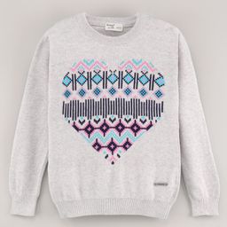 Smarty Girls 100% Cotton Full Sleeves Knit Sweater Printed - Grey-image-12