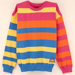 Vitamins Cotton Full Sleeves Striped Flat Knit Top - Multicolor-image-91