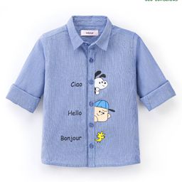 Babyoye 100% Cotton Full Sleeves Shirt With Kids & Text Print - Blue-image-100
