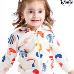 Babyoye 100% Cotton Eco Conscious Full Sleeves Sweat Jacket Shapes Print - White-picture-49