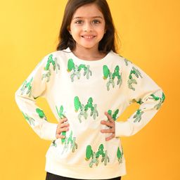 Anthrilo Full Sleeves Cactus Plant Printed Sweatshirt - White-picture-11